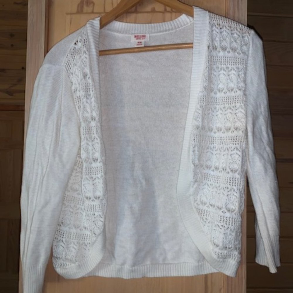 Dainty White Lace 3/4 Sleeve Open Cardigan